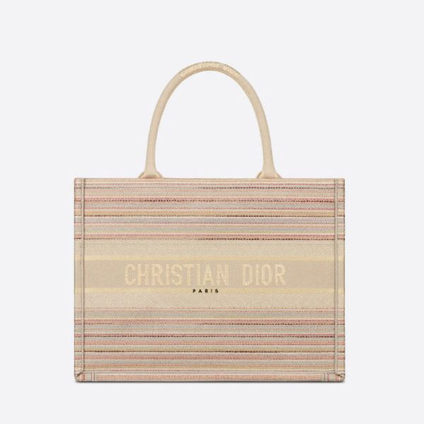 ディオール ブックトート スモールバッグ ストライプコピー 刺繍M1296ZRFO_M885